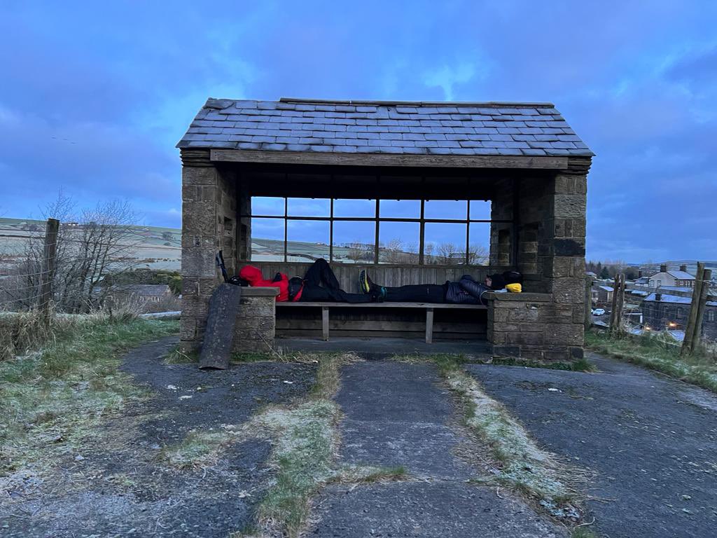 A couple of sleeping Montane Winter Spine Challenger South runners spotted in a bus stop this morning by Ryan Kenny of #spinesafety Team 7.

Nobody ever said the #SpineRace was glamorous…