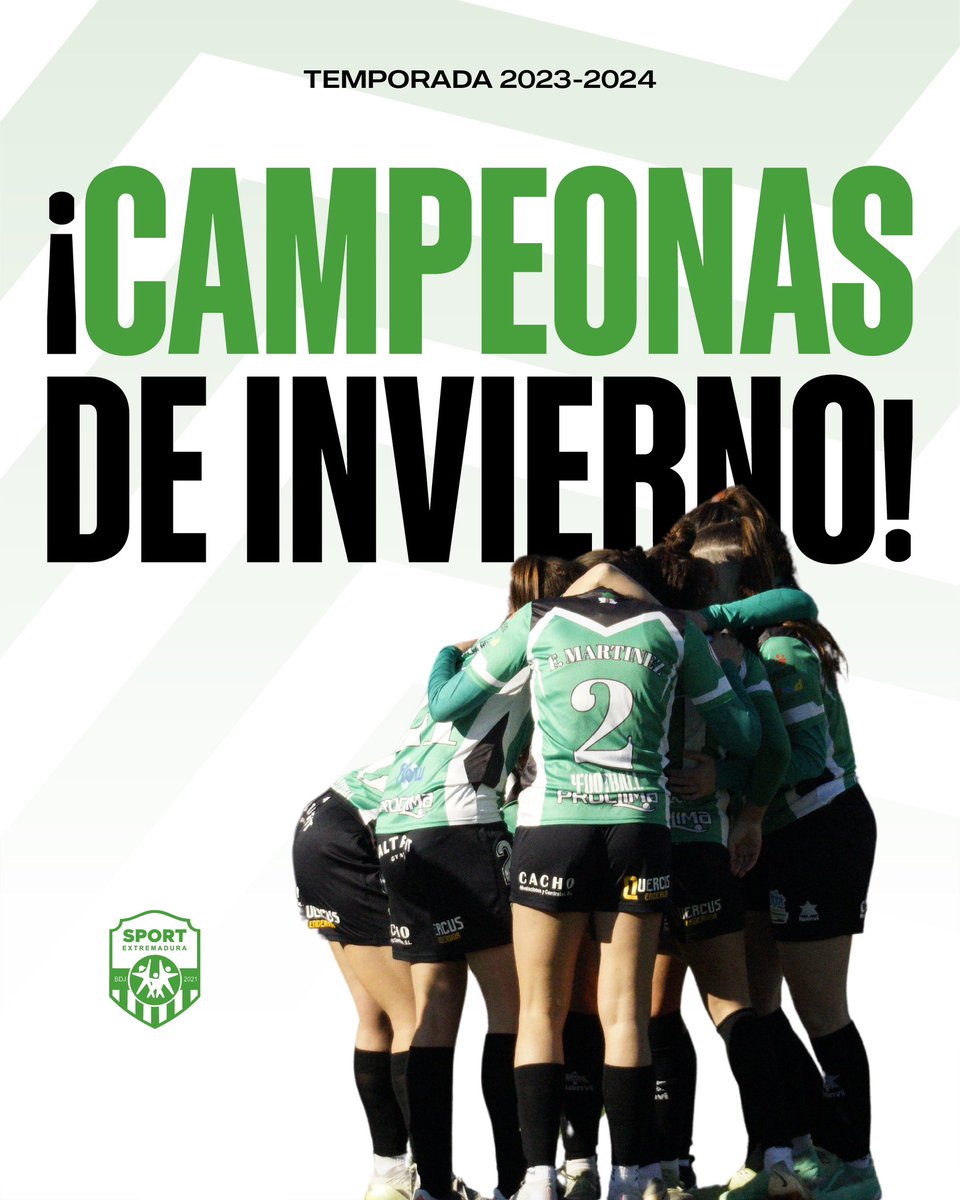 SportExCD's tweet photo. 🏆 CAMPEONAS DE INVIERNO ❄️

Nuestra visita a Don Benito finaliza con victoria que sirve para proclamarnos campeonas de invierno 🥇🏅

#SportExtremadura #DonBenitoSport   #MareaVerdinegra #YoSoyDelSPORT https://t.co/3TFW3o6Tf8