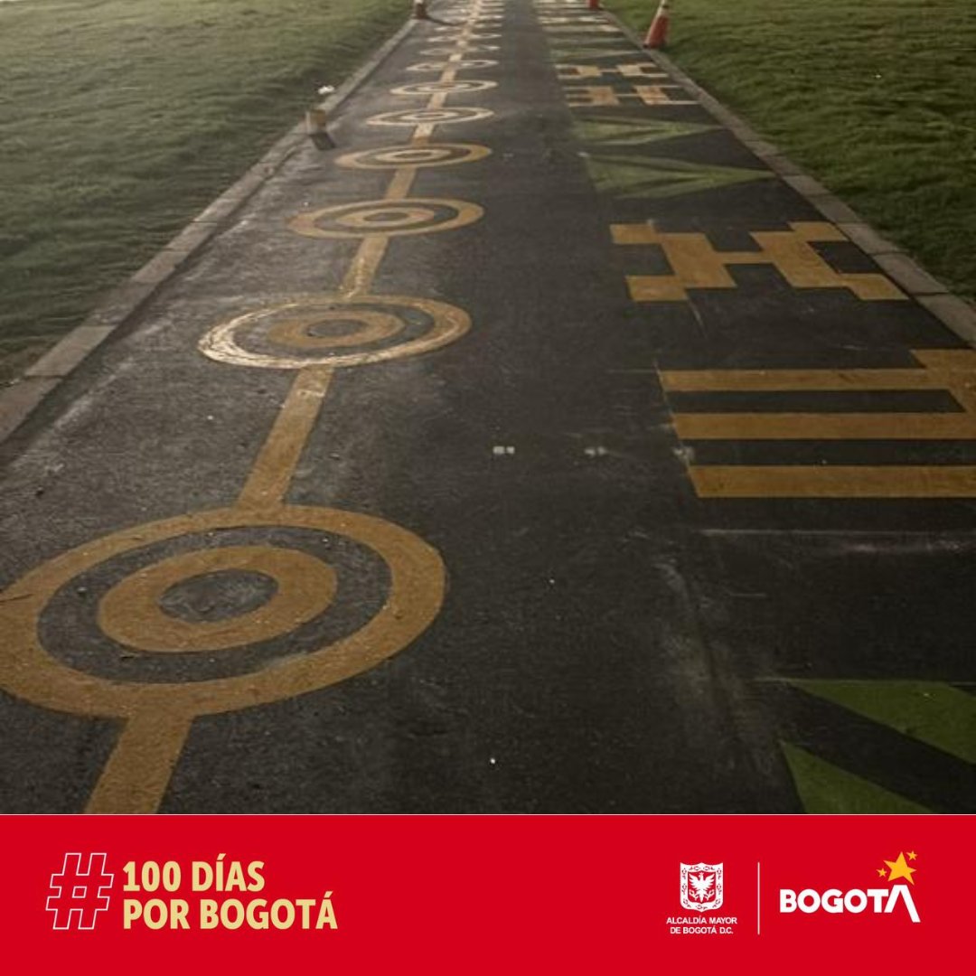 SectorMovilidad's tweet photo. 📢¡Paren todo!, no es una ciclorruta, no es una vía, es una red peatonal que conecta los senderos que llevan del barrio Bochica al Portal 80 de TransMilenio. Un nuevo urbanismo táctico para que los peatones disfruten del espacio público y transiten de forma segura.👏🏾🤩🚶🏾‍♂️ #100DíasPorBogotá