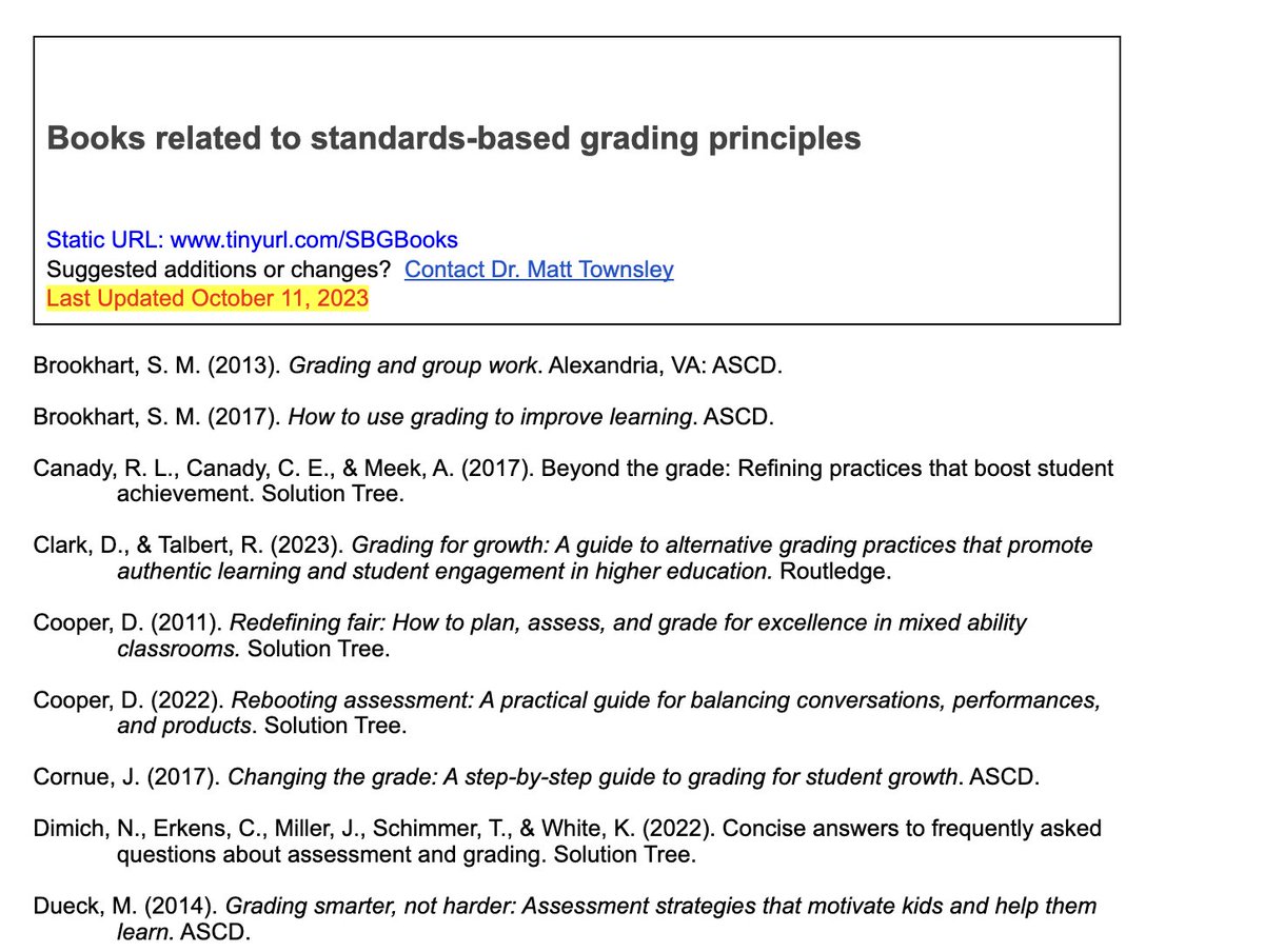 Books related to standards-based grading principles [Updated January 2024] #sblchat 

docs.google.com/document/d/e/2…