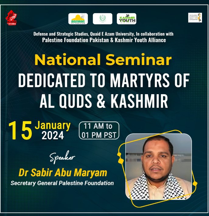 Introducing our worthy speakers:

Dr. Sabir Abu Maryam
Secretary General Palestine Foundation