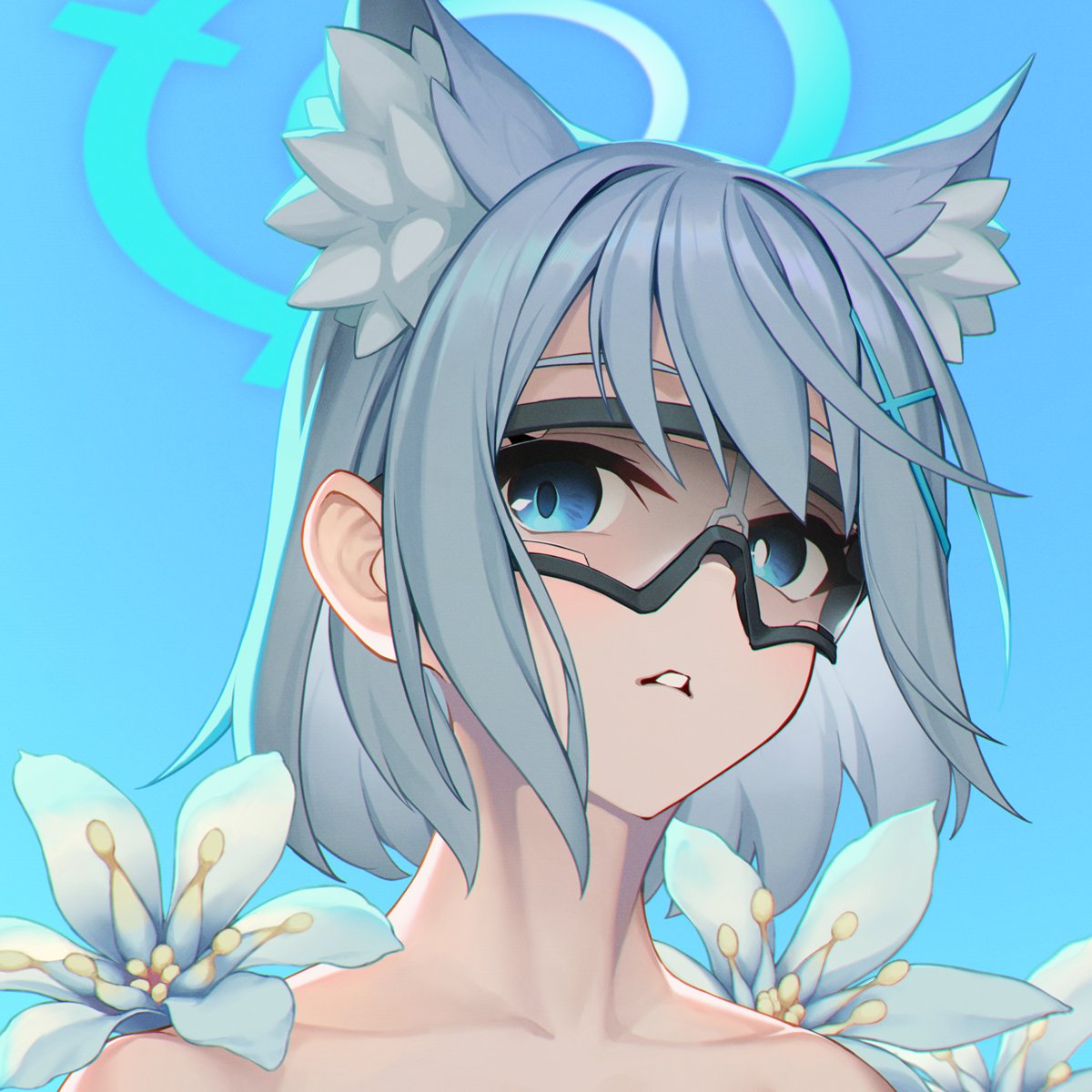 ブルアカ「眼鏡白子 最適合白子的果然還是運動眼鏡了呢(*'︶`*)  #ブルアカ」|RotiX👓のイラスト