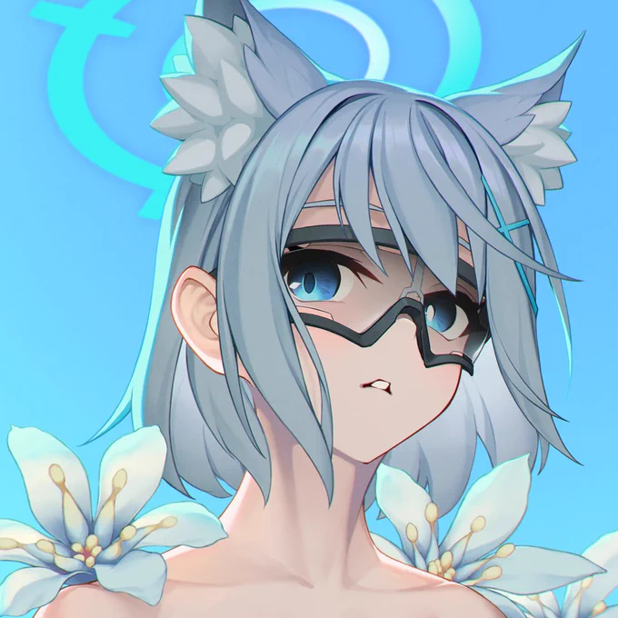 眼鏡白子 最適合白子的果然還是運動眼鏡了呢(*'︶`*)  #ブルアカ