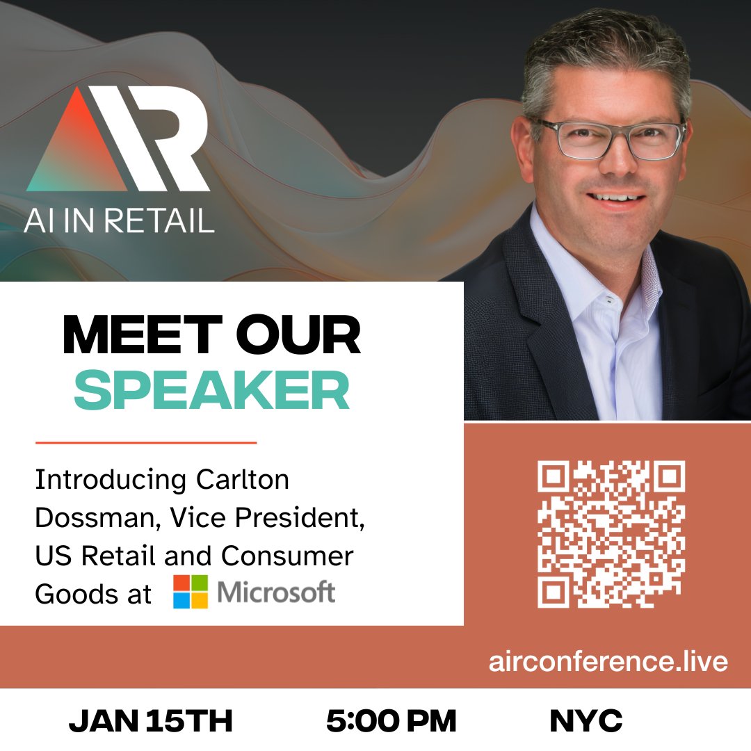 RETHINK_Retail's tweet photo. News! π Carlton Dossman, VP of Retail and Consumer Goods at Microsoft US, will be a featured speaker at AirConference. Join us to gain insights into the future of retail and technology from this visionary leader! π₯ #AirConference #RetailInnovation #TechLeadership https://t.co/biGdUJl1a9