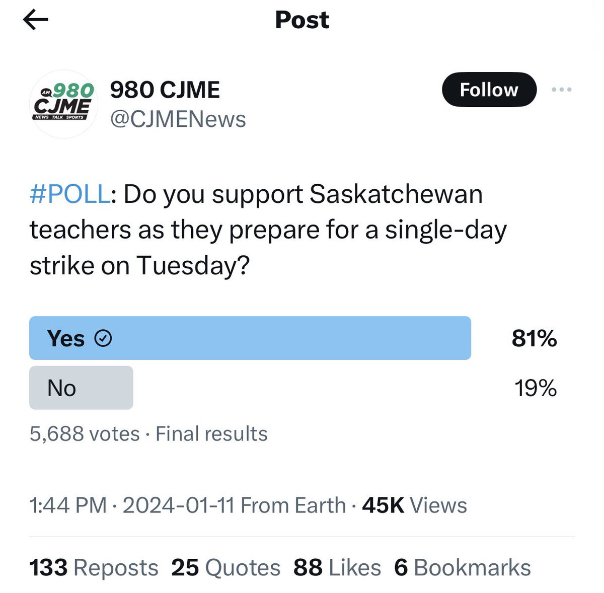 Is <a href="/evanbrayshow/">Evan Bray</a> going to bring these polls up as public support for teachers? If they would have been a negative result we all know they would be referencing them like crazy. We shall see the integrity of him and his program very soon.