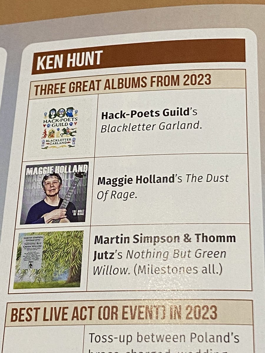 Wonderful & thank you! #BlackLetterGarland from @HackPoetsGuild in @KenHunt01's top 3 for 2023. In this month's @RocknReelR2 😍