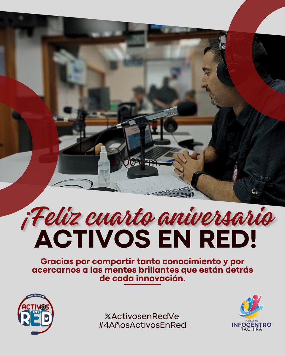 Yeseg7's tweet photo. Felicidades @ActivosenRedVe  por 4 años ininterrumpidos llevando la ciencia y la tecnología desde la radio a los hogares venezolanos.

¡Somos Ciencia y Tecnología!

#4AñosActivosEnRed

@NicolasMaduro 
@Gabrielasjr 
@LaRosaInfoVE https://t.co/RSdK7QUfwM