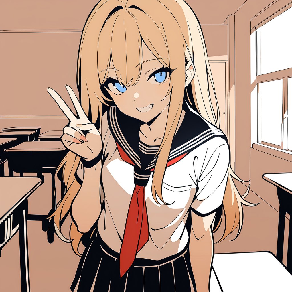 1girl solo school uniform long hair blue eyes smile skirt  illustration images