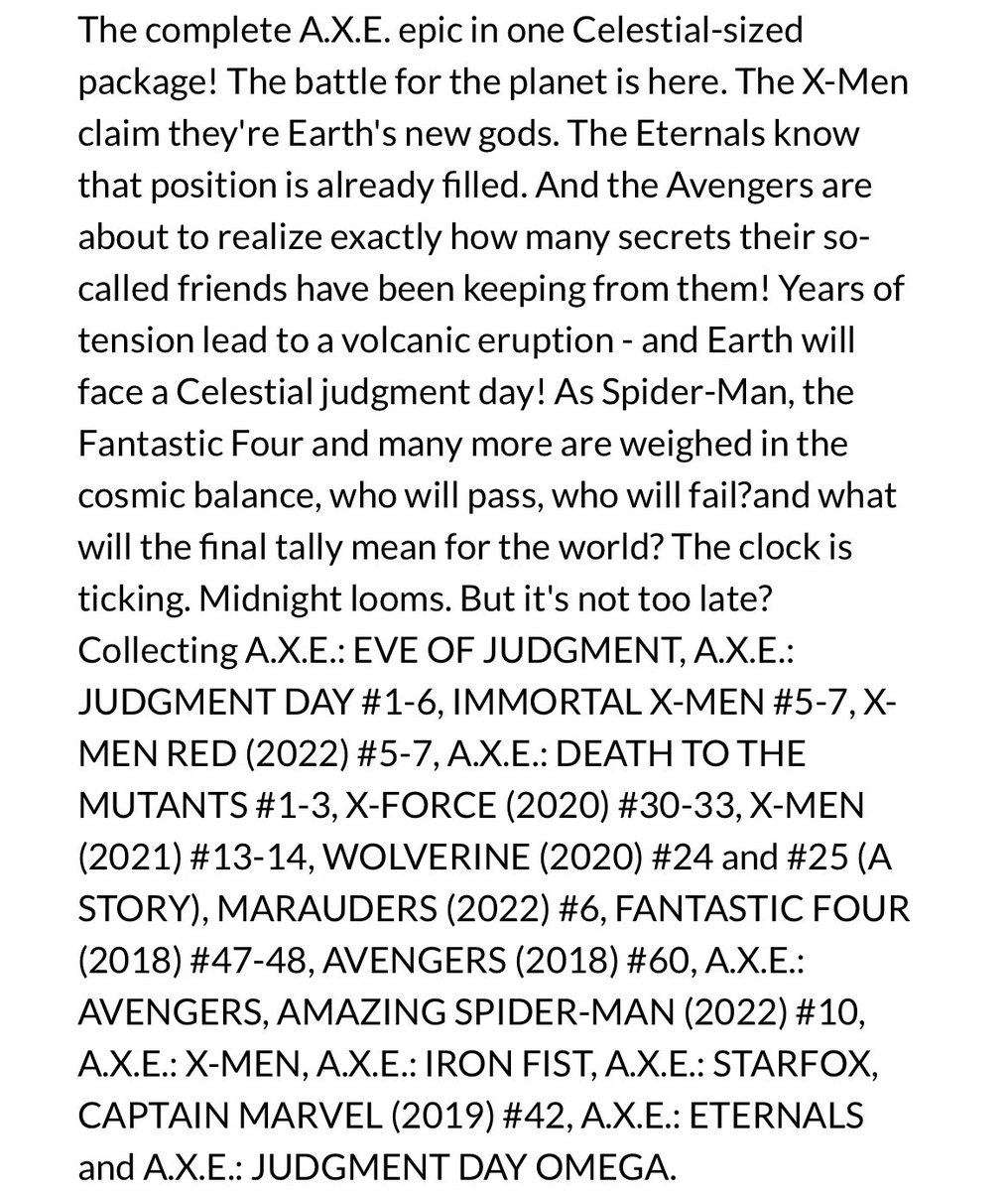 New ✨#MarvelCosmic✨ #comics this week for #NCBD (1/17/24)
✨
Judgment Day Omnibus
✨
W-#KieronGillen & more,A-#ValerioSchiti,#PasqualFerry, & more
✨
A-#MarkBrooks
B-#PatrickGleason
✨
#Avengers #XMen #Eternals #Celestials #Marvel #MarvelComics