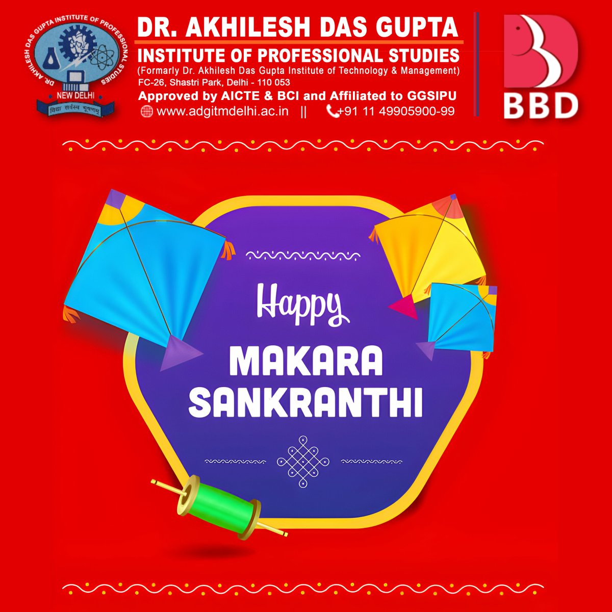 adgips's tweet photo. May the festival of Makar Sankranti bring warmth and brightness to your life.
#celebration #music #life #ADGIPS #ADGIPSDelhi #ADGITM #ADGITMDelhi #bbdgroup #GGSIPU #GGSIPUCollege #ggsipuprivatecollege https://t.co/u0OPGODR6c