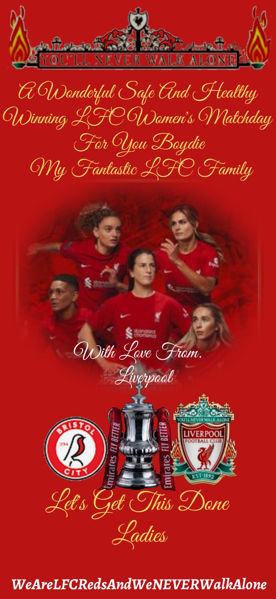 francisja2607's tweet photo. A Wonderful Safe And Healthy Winning FA Cup LFC Women's Matchday For You My Fantastic LFC Familyπ
@LFC_Missy
@HegartyEmmett @dominca1 @Carl_Kullander @AnfieldMyLife @liverpool19800 @Dawn_Harrington @JILLCLARK1808
@CrawleyKylie
#LetsDoThisLadies https://t.co/CnhxIz1ifJ