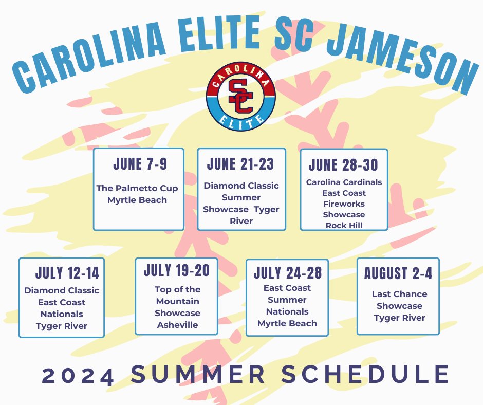 Our 2024 Summer Schedule. Come see us play! @EliteSC14UNtnl #BeElite