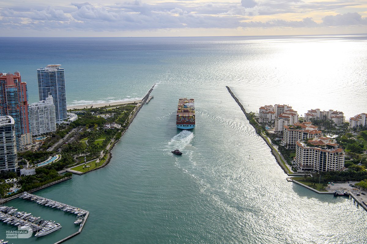 While admiring this magnificent photo of a cargo ship leaving PortMiami, remember that the port is one of the most important economic engines in #OurCounty, contributing $43 billion annually to the local economy and supporting more than 334,500 jobs. Thank you, <a href="/PortMiami/">PortMiami</a>!