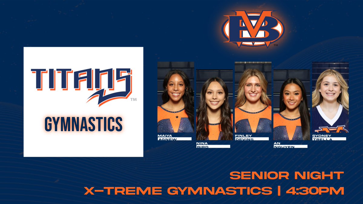 AthleticsBMHS's tweet photo. Today we celebrate our 5 Titan Gymnastics Seniors at X-Treme beginning at 4:30pm https://t.co/e5dKGY5m4c