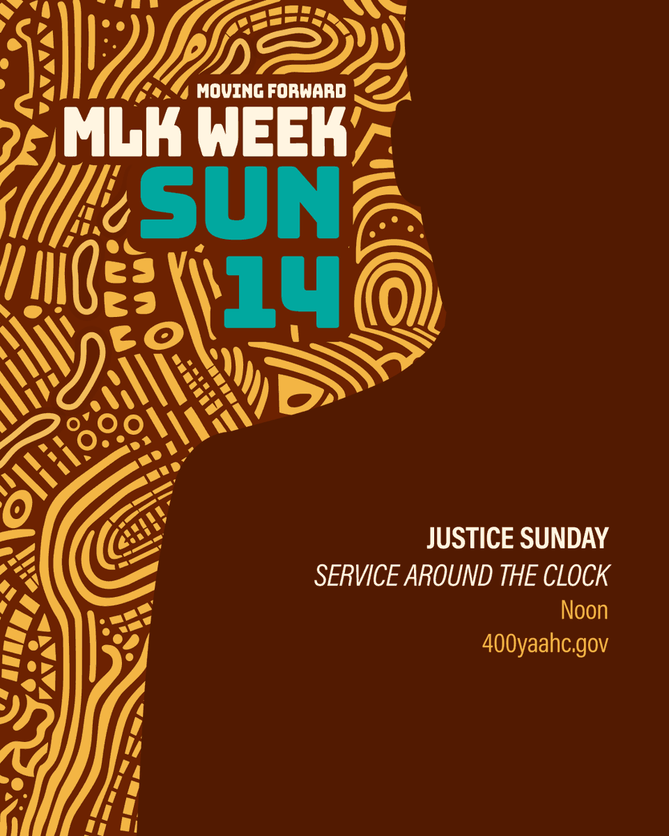 FSUDSA's tweet image. Celebrate MLK Week! virtually Join the 2024 Justice Sunday Service, streaming on the 400 YAAHC website. Honor Dr. Martin Luther King Jr.&apos;s extraordinary life and legacy. #FSUMLKWeek

Stream the full tribute at 400yaahc.gov!