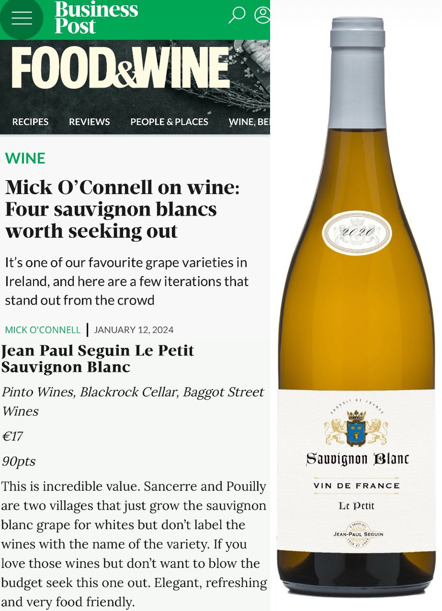 Fantastic Sauvignon Blanc insights in today’s @businessposthq🥂 As one of Ireland’s favorite grapes, Sauvignon Blanc has claimed its spot at the top. Check out @wine_philosophy recommendations for a diverse range of tastes and budgets 🙌