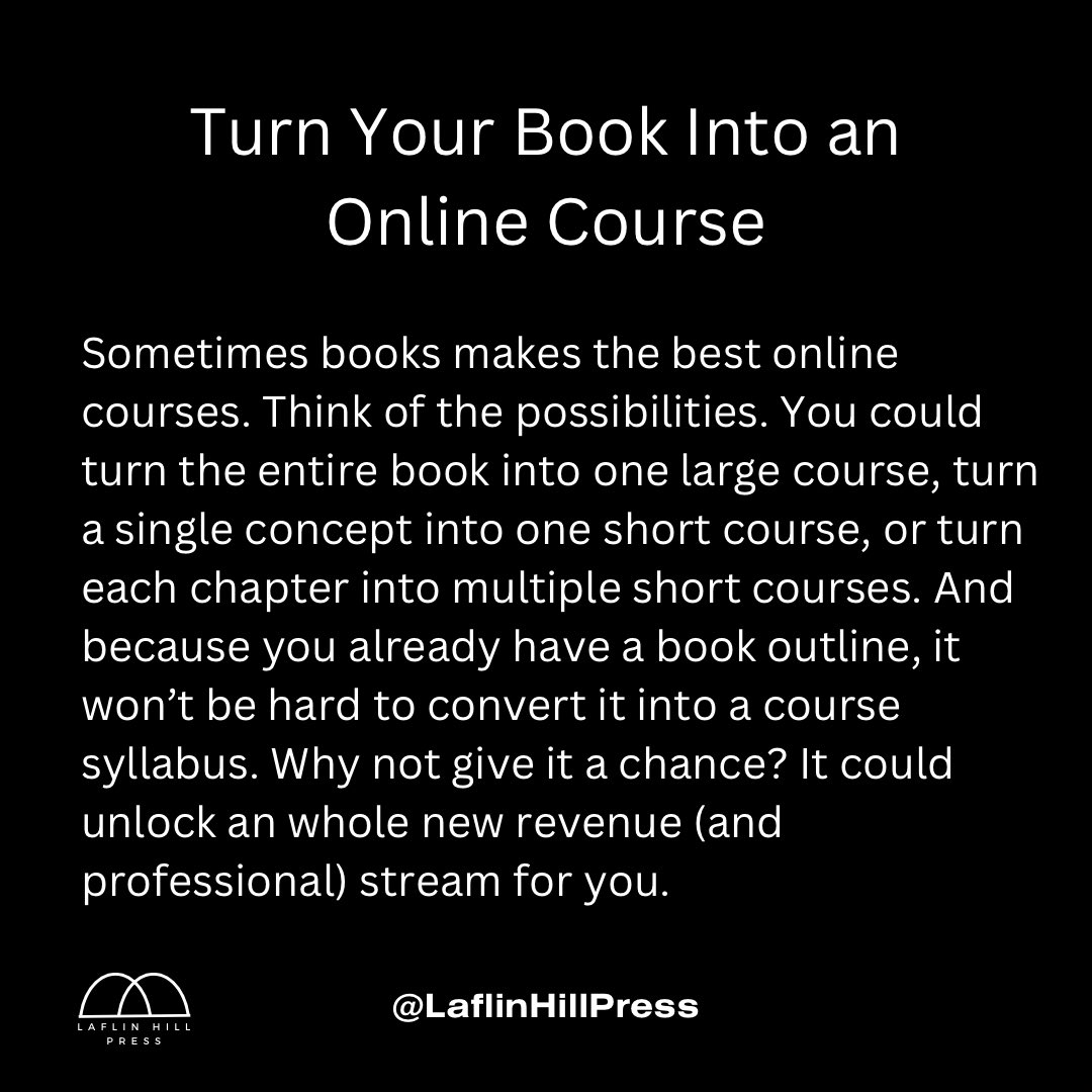laflinhillpress's tweet image. Who&apos;s done this before?

#booktocourse #authoradvice