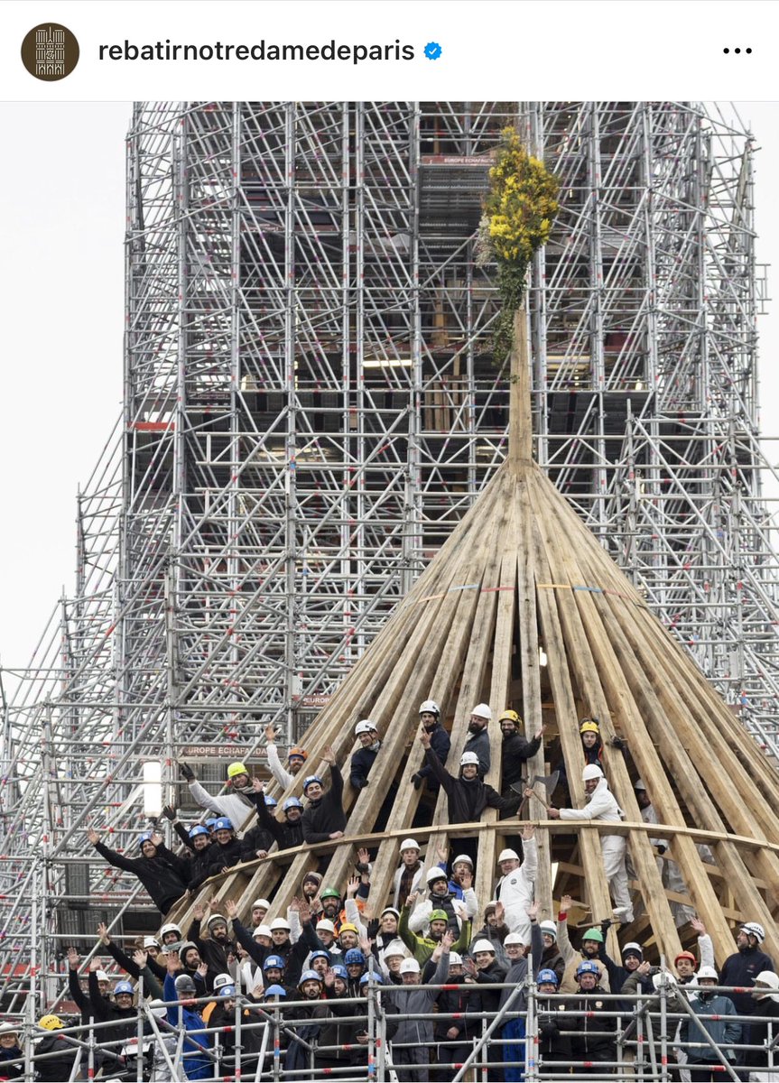 The choir roof trusses of Notre Dame de Paris is up. All timber hewn by hand, with axes, 12th century style.