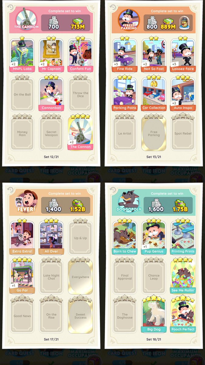 yeonpcs's tweet photo. wtt lft monopoly go sticker trade

have: see pics below
want: room to rent, the boot awards, award of the winner, and card quest stickers https://t.co/Hnyrh7SN5K