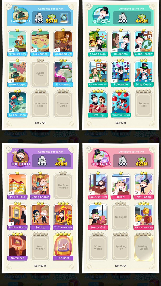 yeonpcs's tweet photo. wtt lft monopoly go sticker trade

have: see pics below
want: room to rent, the boot awards, award of the winner, and card quest stickers https://t.co/Hnyrh7SN5K