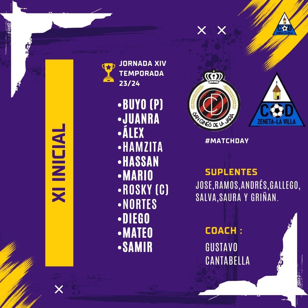 Los XI elegidos del Mister 🆚️ San Ginés de la Jara. 

¡Vamos Zeneta! 💙 🖤

@Nacional10X 
<a href="/treceraG13/">Trecera.com ⚽️</a>