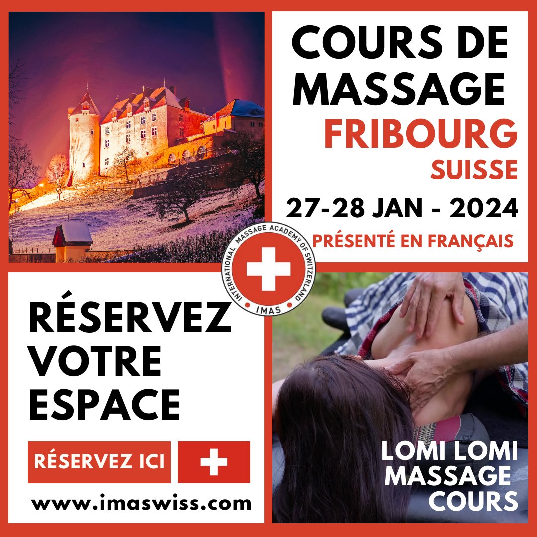 ima_swiss's tweet photo. Don't forget to register for our first massage course of 2024 -  learn Lomi Lomi massage taking place at our very own new premises in Fribourg on the  27-28 January 2024.
Register here. 🎓 👇
🌐 https://t.co/A3w5gH8f8d

#lomilomi #massagetraining #mareyelhamouly #massageteacher https://t.co/BHjGYk8iec