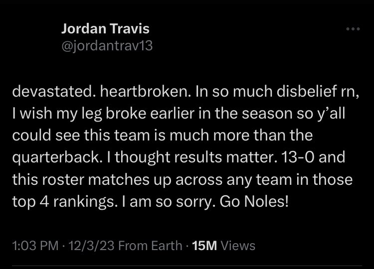 TreyFSU's tweet photo. I hope yall are real proud of putting all of that weight on one kid’s shoulders. Absolutely disgusting and unforgivable.. @KirkHerbstreit @ReceDavis @PatMcAfeeShow @GregMcElroy @finebaum @BooCorrigan @LateKickJosh @ESPNCFB @espn #FSUTwitter #FSUGotScrewed https://t.co/rHQCceo99l