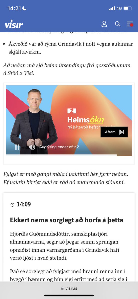 Jæjaaaa <a href="/visir_is/">Vísir</a> kannski ekki alveg besti tími né staður að auglýsa þessa þætti þegar maður er að lesa fréttir um Grindavík… hvað þá á sömu mínútu og kvikan náði í fyrsta húsið…