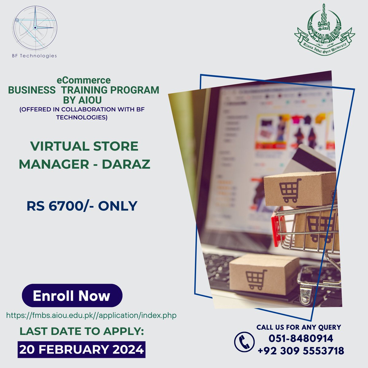 TechnologiesBf's tweet photo. Expand Your Business and Increase Your Sales by Shifting Your Store Online on Daraz. To learn how to manage your Daraz account enroll now.

Apply online now at: https://t.co/S0x2hq1gZw

For more details
0309-5553718
051-8480914
#EcommerceCourses #SkillBuilding #ApplyNow #BFTech https://t.co/oP1F3bOByI