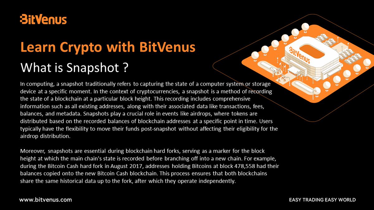 Learn Crypto with BitVenus

#Snapshot #Blockchain #Airdrop #Cryptocurrency #HardFork #CryptoEvents #BlockchainTechnology #Bitcoin #BitcoinCash #RecordingState #TokenDistribution #DigitalAssets #CryptoSnapshot #SnapshotCapture #BlockchainHistory #BlockchainData