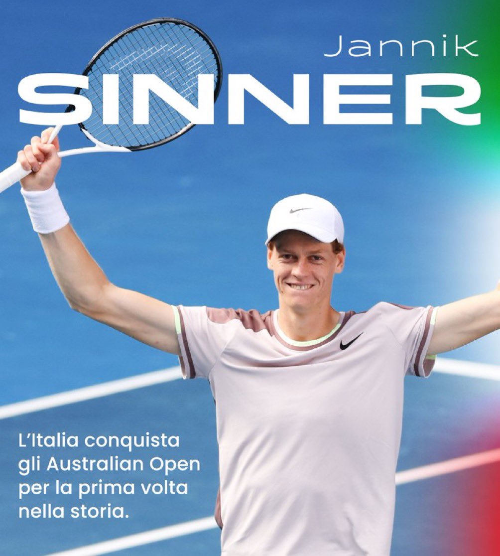 Congratulations to Jannik Sinner for being the first Italian tennis player to win the Australian Open and to win a Grand Slam title in 48 years!!

#sinnerwinner #AustralianOpen2024 #Italiantennispride