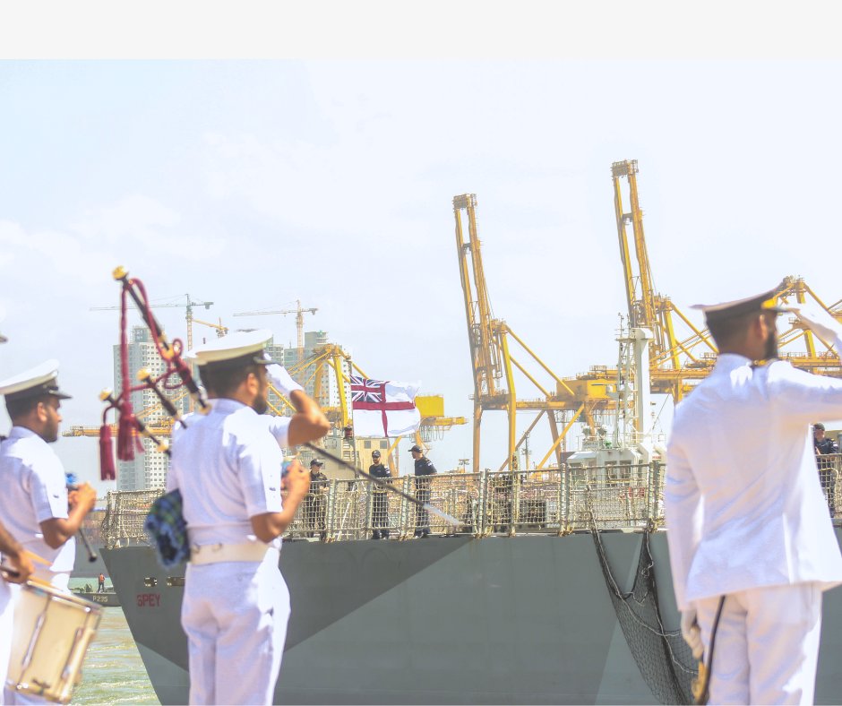 .@HMS_Spey, one of the two @RoyalNavy River Class Offshore Patrol Vessels based in the Indo-Pacific, arrived in Sri Lanka yesterday. High Commissioner @AndrewPtkFCDO was present as the ship marked its first port visit to Colombo 🇬🇧🇱🇰