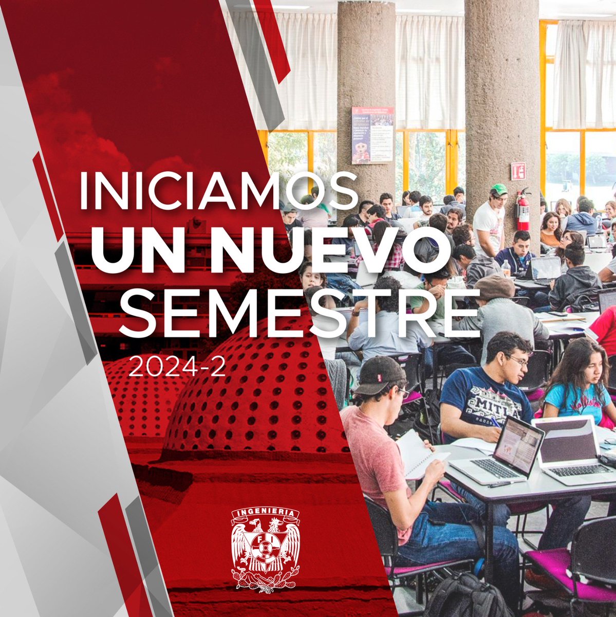 Su Facultad de Ingeniería les da la bienvenida a este nuevo semestre 2024-2.👩‍🏫 Esperamos que esté lleno de aprendizajes, éxitos y nuevas experiencias. 👩‍🎓 #RegresoAClasesFI #OrgulloFI @DICT_FIUNAM @DIMEIFIUNAM @dicyg @die_fi_unam @SocialesyHum_FI @uatUnam