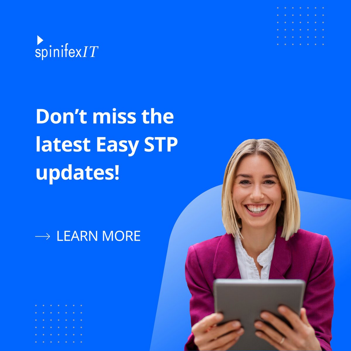 Don’t miss out on some game-changing updates for Easy STP!

➡️ Sign up here to discover the latest in efficient, stress-free processes: spinifexit.com/products-easy-…

#SingleTouchPayroll #STP