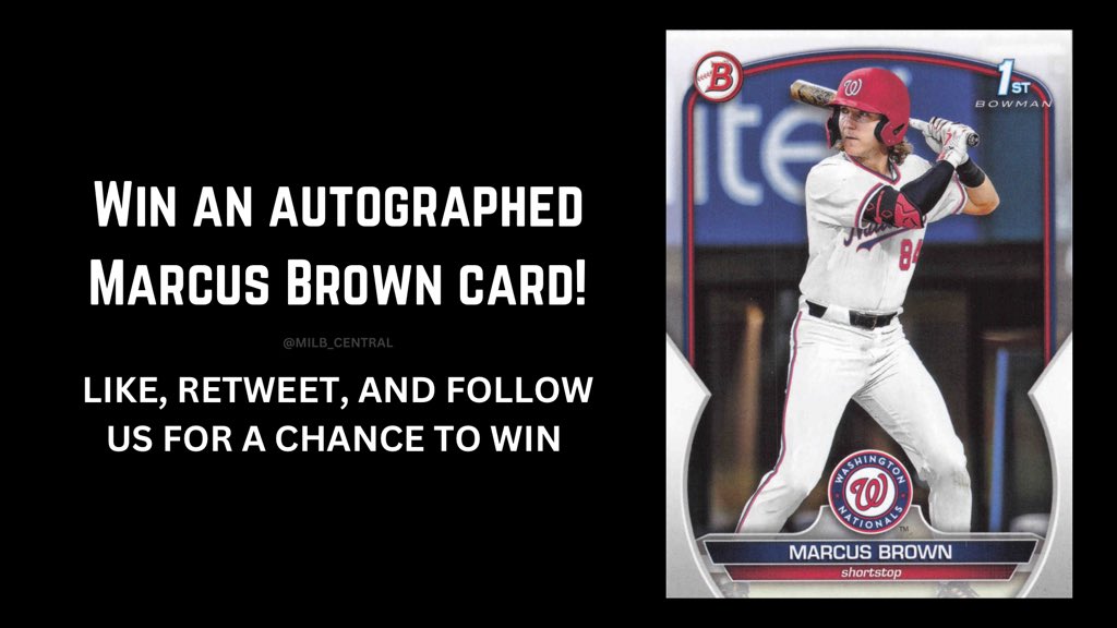 🚨GIVEAWAY🚨 Marcus Brown signed 2023 Bowman Draft card 🔥 👇 To ENTER you MUST 👇 ➖ Follow me (@milb_central) ➖ Follow him (@BrownMarcus12) ➖ Like this post ➖ Retweet