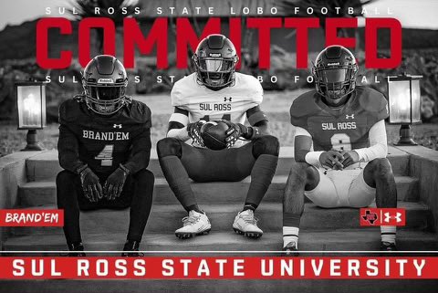 After a great visit & talking with @CoachBD77 & @CoachHarmening i’m blessed to announce my commitment to The University of Sul Ross!!!🔴⚫️ @SRSUFootball @Coach8Escobar @IAMRODG @saviofootball @TXPrivateFBGuy @TappsFootball @texashsfootball @dctf