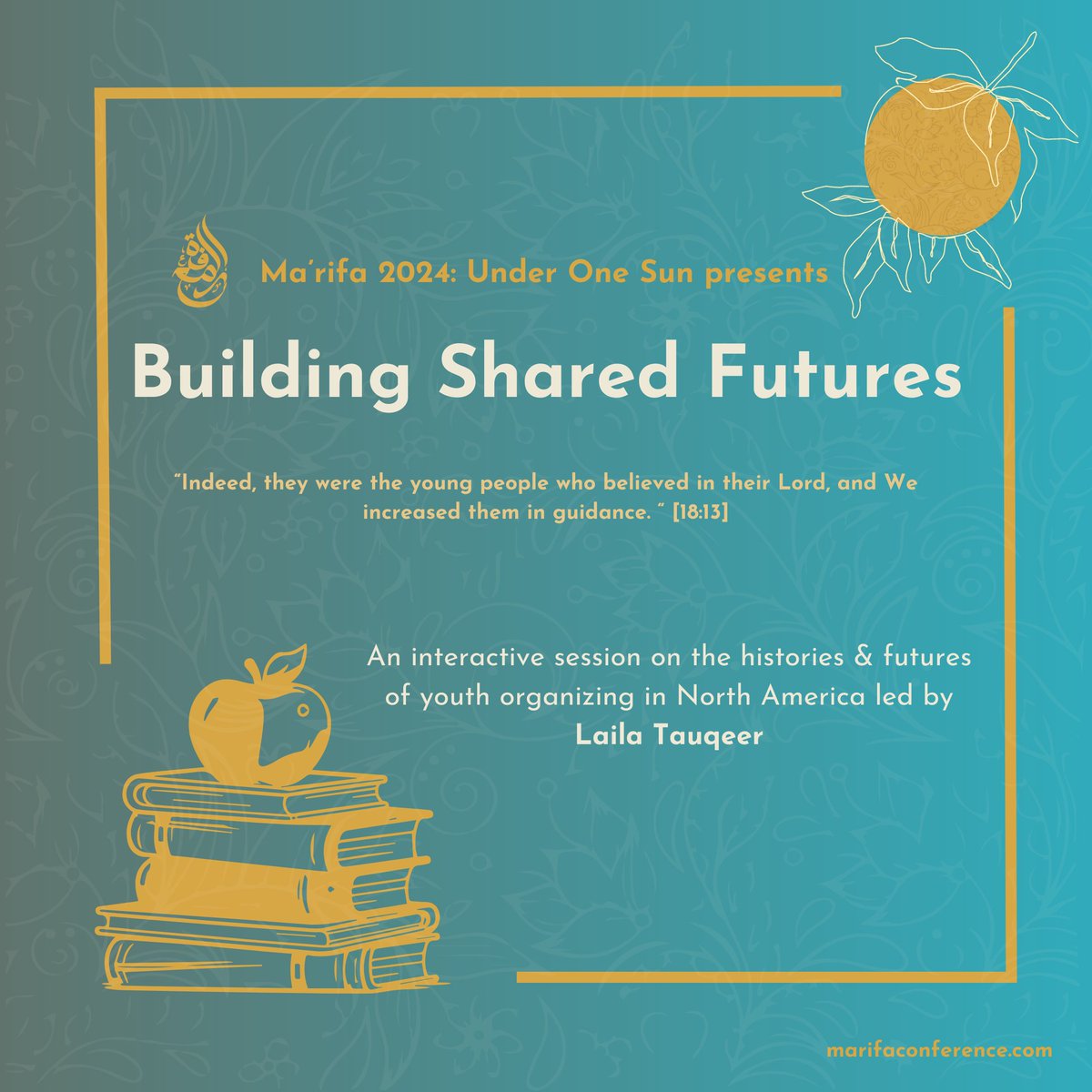MarifaPrograms's tweet image. “Indeed, they were the young people who believed in their Lord, and We increased them in guidance.” Qur’an 18:13

Ma’rifa 2024 interactive workshop series: Join Laila Tauqeer for a session on the histories of youth organizing in North America.