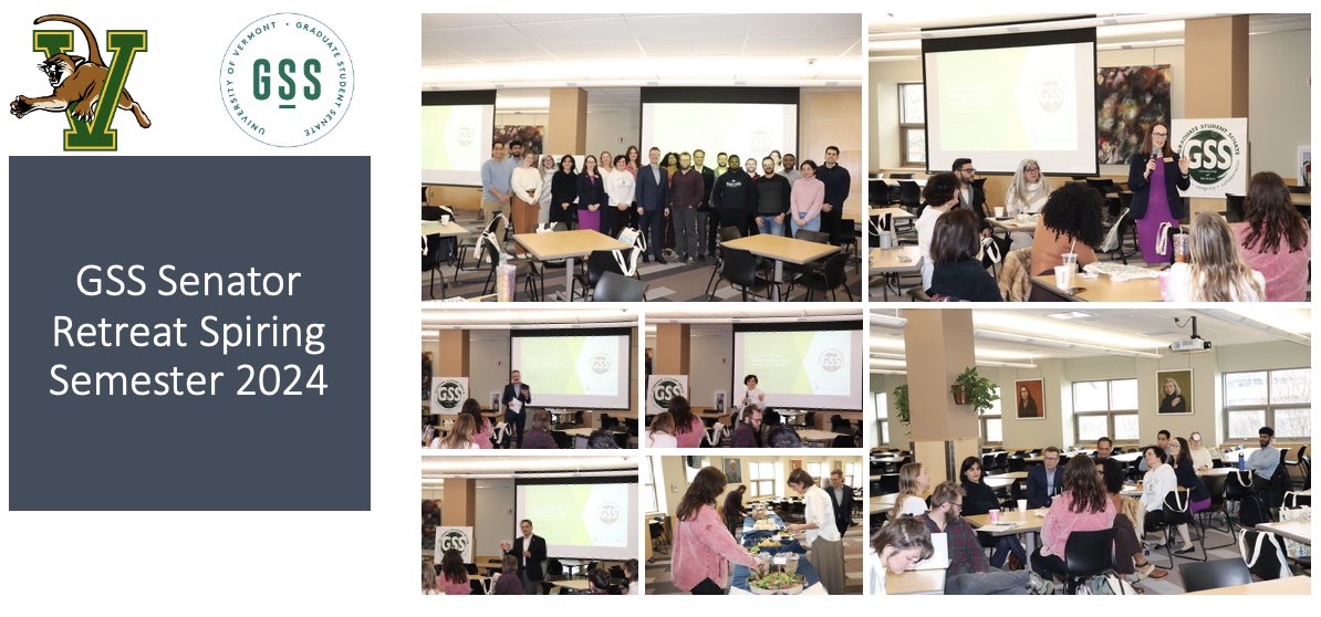 University of Vermont Graduate Student Senate (@uvm_gss) on Twitter photo GSS had a wonderful senator retreat yesterday! We are all excited to get to work this semester! We also would like to thank President <a href="/SVGarimella/">Suresh Garimella</a> , Provost <a href="/UVMPattyPrelock/">Patricia A. Prelock</a> , Dean Hoock, and Vice Provost for Student Affairs Erica Caloiero for speaking to our senators! GSS had a wonderful senator retreat yesterday! We are all excited to get to work this semester! We also would like to thank President <a href="/SVGarimella/">Suresh Garimella</a> , Provost <a href="/UVMPattyPrelock/">Patricia A. Prelock</a> , Dean Hoock, and Vice Provost for Student Affairs Erica Caloiero for speaking to our senators!