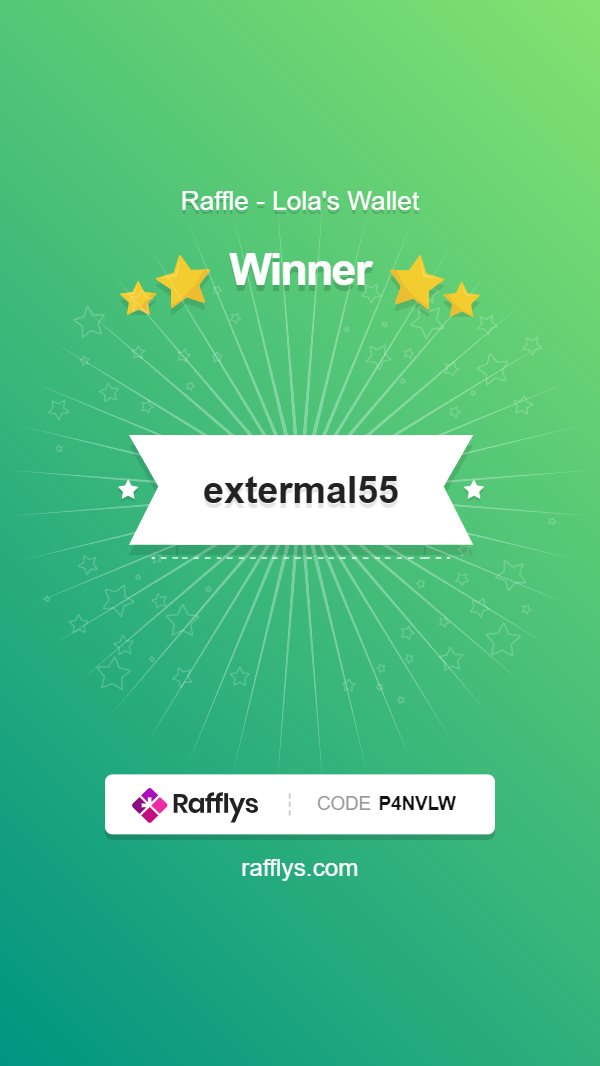 Raffle Winner! 🏅📢 Congratulations to extermal55 on winning one edition of NFT - Lola's Wallet by @JoshuaJxNFT #12NFTsOfChristmas Please check your email for details ➡️✉️ Next raffle is coming up👀