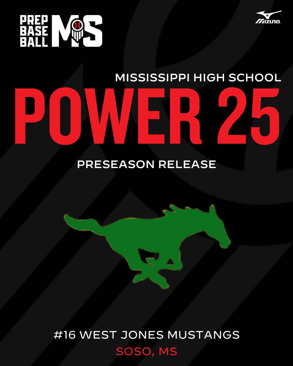 📂 𝐏𝐨𝐰𝐞𝐫 𝟐𝟓 𝐂𝐨𝐮𝐧𝐭𝐝𝐨𝐰𝐧
└ 📂 𝐍𝐨. 1️⃣6️⃣ 𝐖𝐞𝐬𝐭 𝐉𝐨𝐧𝐞𝐬 𝐌𝐮𝐬𝐭𝐚𝐧𝐠𝐬

+ After making a deep run into the Class 5A State Playoffs in 2023, the Mustangs look to be a threat once again as they move up to class 6A in 2024.

<a href="/WestJonesBSB/">West Jones Baseball</a> ⤵️

𝐓𝐞𝐚𝐦