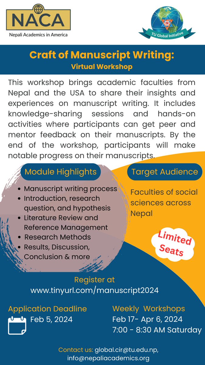 APPLICATION OPEN
We, in collaboration with Tribhuvan University Global Initiative, are accepting applications for the virtual workshop targeted to early career social sciences faculty in Nepal. Check out details at forms.gle/YL2MB636PFRXSs… #Nepaliacademics #NepalHigherEducation