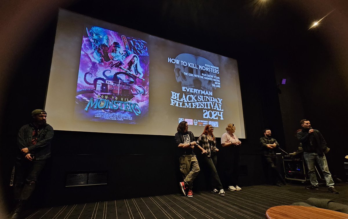 FrancescaLWhite's tweet photo. Been a great day of enjoyable horror. Personal favourite 'Nzu', followed by 'Argh' & most unsettling 'Faceless After Dark'. I've been wanting to catch #HowToKillMonsters for a while & didn't disappoint - British 'Ghostbusters' meets 'Sabrina' with some 'Gremlins' thrown in ๐ https://t.co/RY1aHkScj7