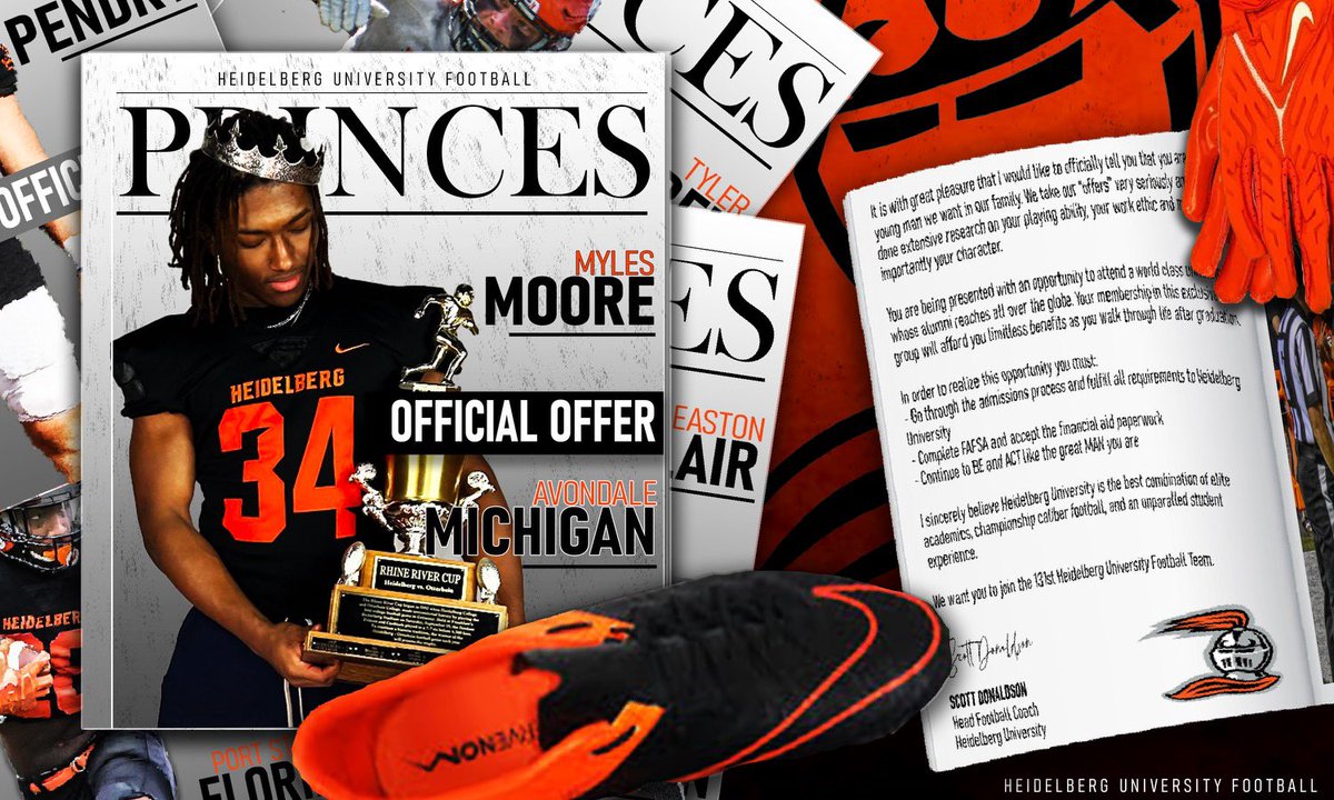 After an amazing visit with <a href="/Coach_LTech/">Logan Techentin</a> I’m proud to announce that I’ve received an offer from Heidelberg University <a href="/BergFootball/">Heidelberg Football</a> <a href="/PrepRedzoneMI/">Prep Redzone Michigan</a> <a href="/MIexposure/">Michigan exposure</a> <a href="/AvondaleFootba2/">Avondale Football</a> #BergGang