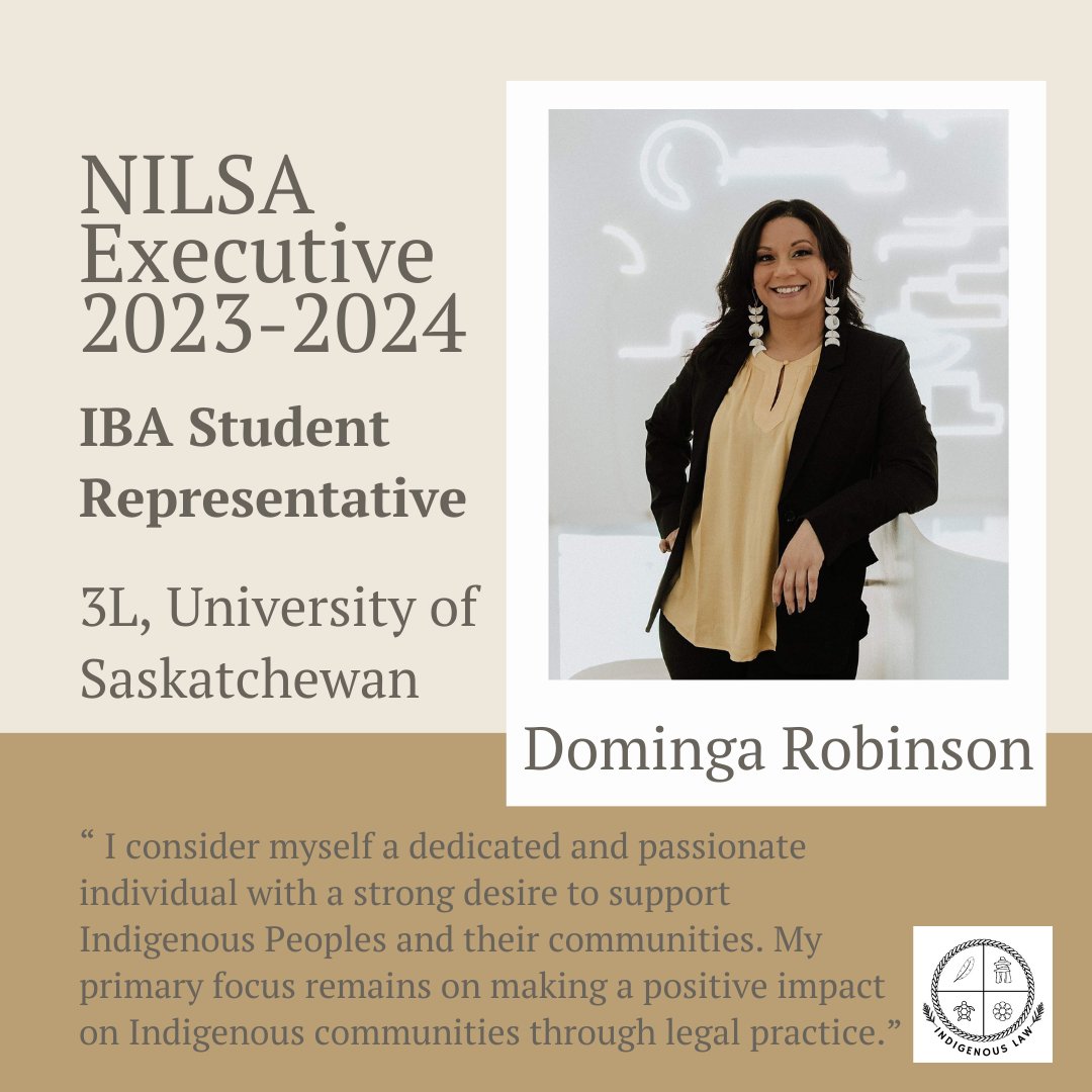 Introducing our second Indigenous Bar Association Student Representative, Dominga Robinson! Read her full bio at nilsacanada.weebly.com/about.html! #nationalindigenouslawstudentsassociation #indigenouslaws #indigenouslawyers #indigenouslawstudents #firstnations