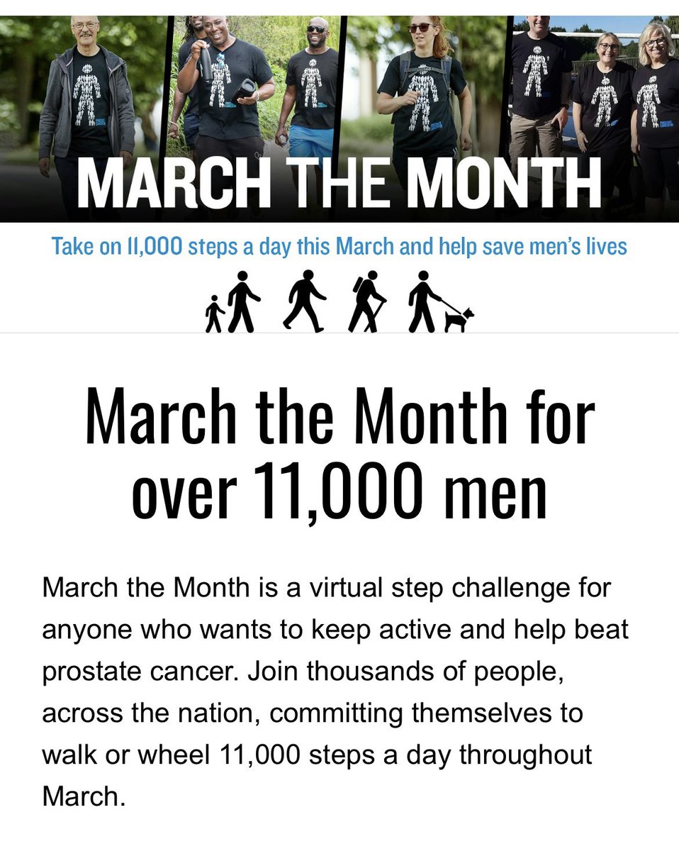 Walk or wheel 11,000 steps per day in March. Take on the challenge for more than 11,000 dads, partners, brothers and mates
#prostatecancerUK