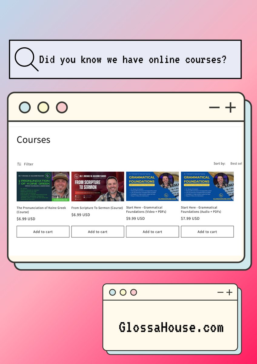 Check out our available online courses now at glossahouse.com/collections/co….
#languagecourses #polyglot #koinegreek