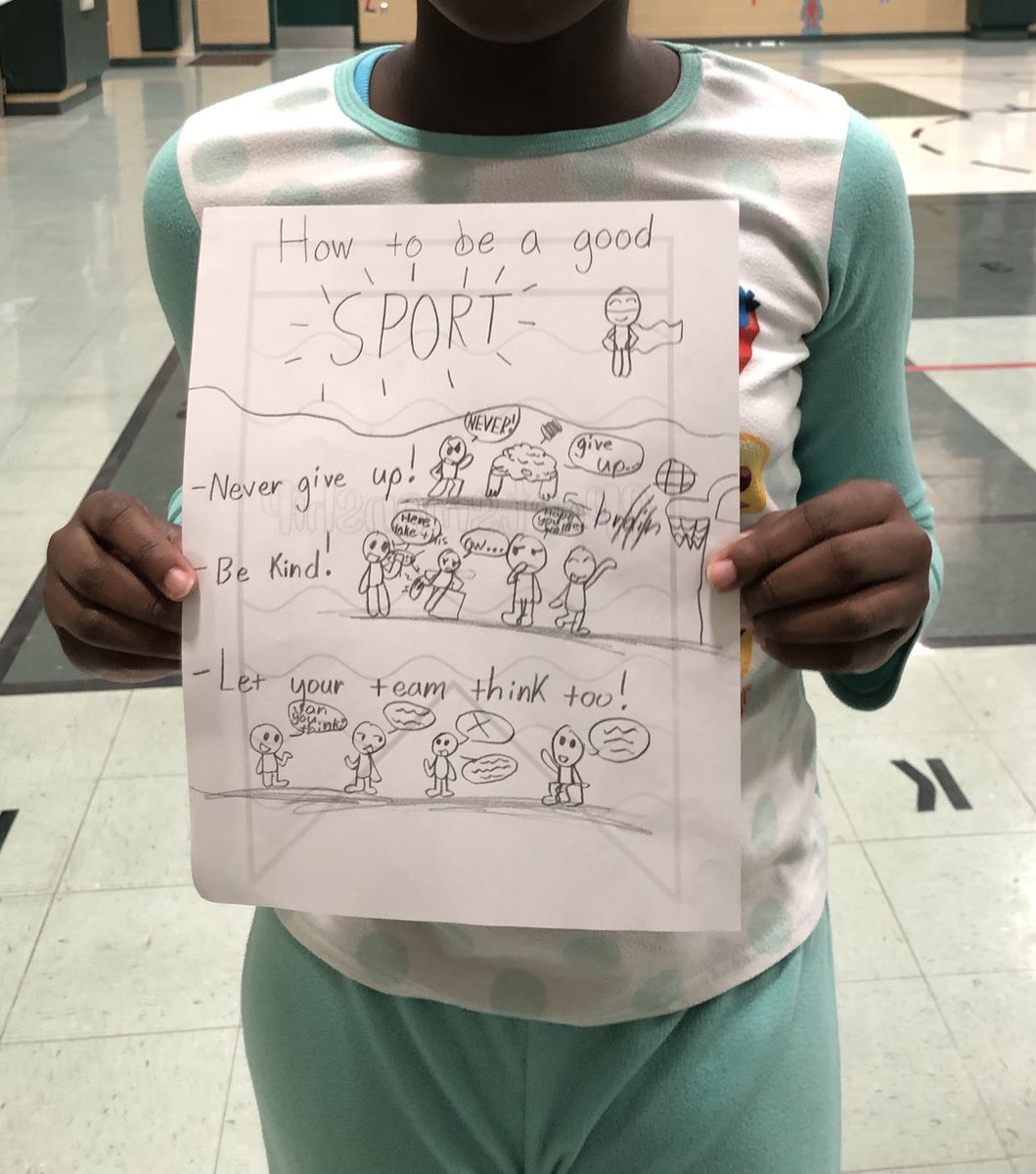 ⁦<a href="/NISDRhodes/">Rhodes Elementary</a>⁩ Raptor made my teacher heart happy with this drawing about good sportsmanship! ⁦<a href="/NISD_PE/">NISD PE</a>⁩
