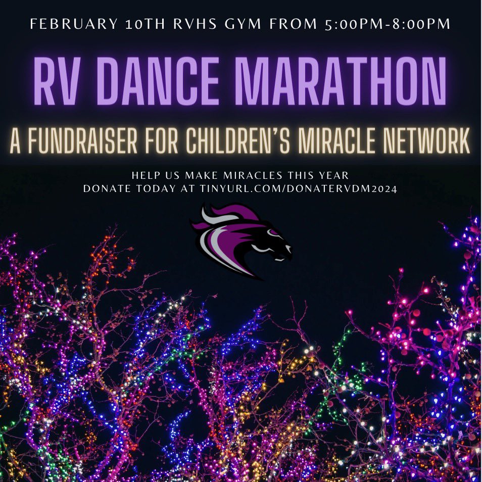 LESS THAN TWO WEEKS TO GO UNTIL @rvhs Dance Marathon! Please help us reach our donation goal here: tinyurl.com/donateRVDM2024 We can’t wait to see you at RVDM 2024 for dancing, music, games, raffles, and snacks!