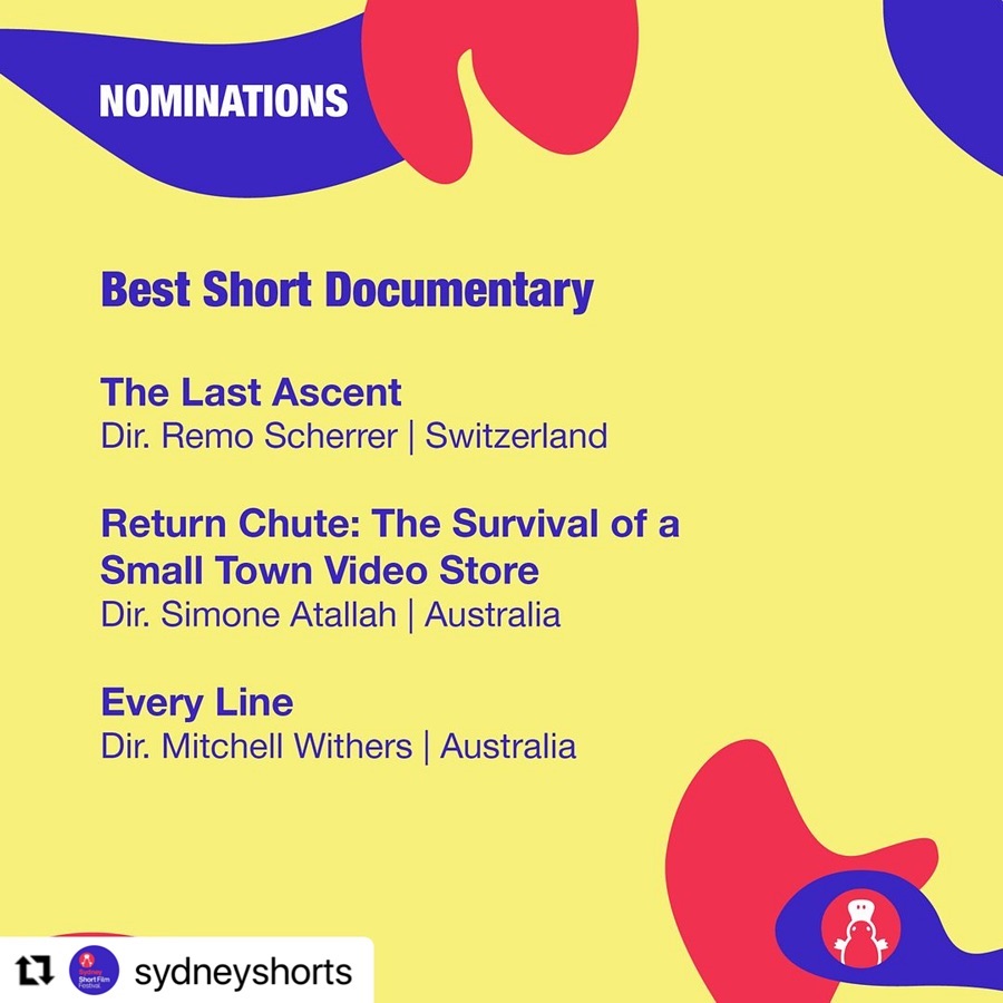 AviatrixFilms's tweet photo. Thanks, Sydney Short Film Festival, for nominating Return Chute for Best Short Documentary.  Watch amazing short films from around the globe FOR FREE at 6pm on  Thurs, 1 Feb at Ritz Cinemas in Randwick.
#SSFF24 #shortfilm #documentary  #videostore #savethevideostore #bellingen https://t.co/mGMGDcTxXS