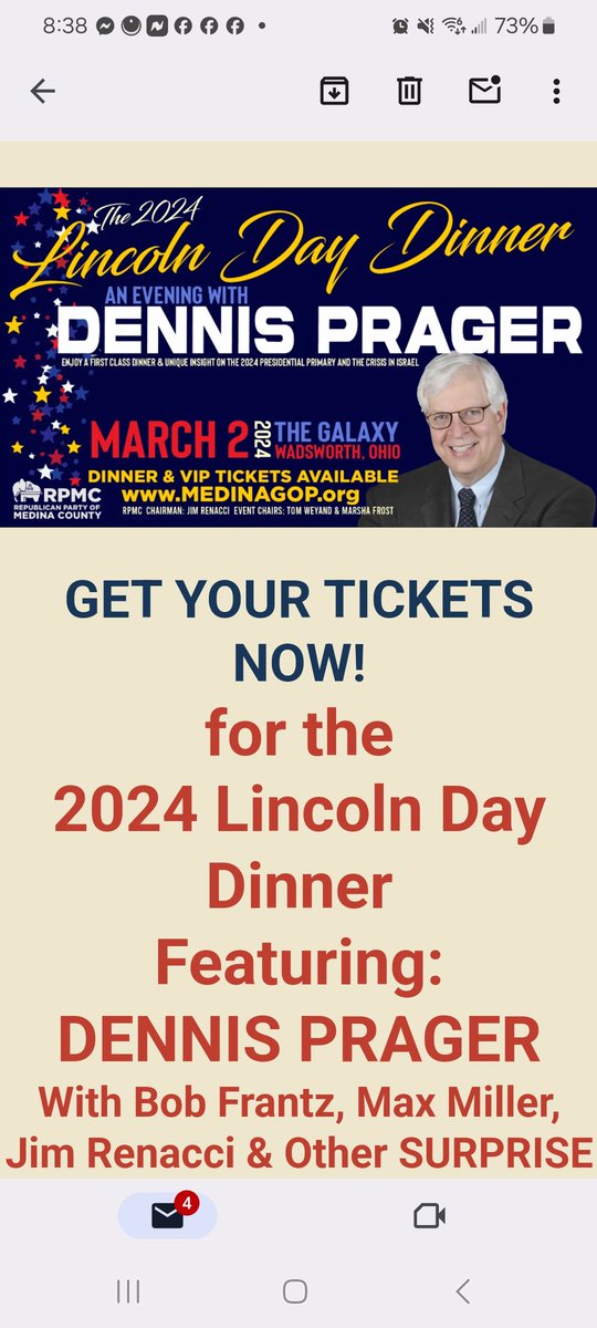 Prager is inspirational. Tickers are going fast. Don't miss this event. Contact Medinagop.org for tickets